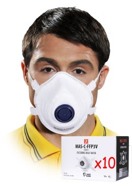 Półmaska filtrująca z zaworkiem MAS-C-FFP3V - 10 sztuk