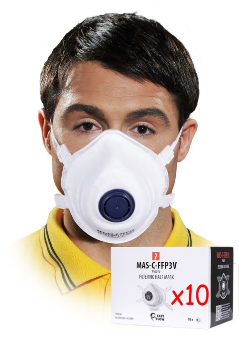 Półmaska filtrująca z zaworkiem MAS-C-FFP3V - 10 sztuk