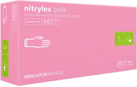 Rękawice Nitrylowe 100 sztuk / Różowe / Nitrylex Pink (XS 5-6)