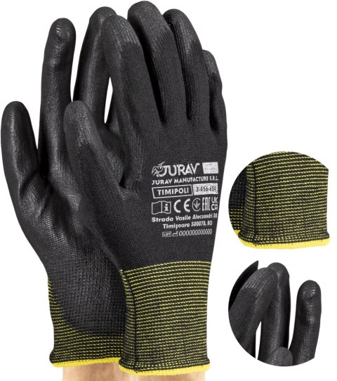 Rękawice Robocze Czarne J-TIMIPOLI_BB - 240 Par (9 - L)