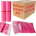 Foliopaki Kurierskie Różowe A3 310x420mm - 100 szt.