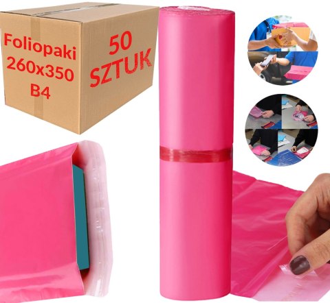 Foliopaki Kurierskie Różowe B4 260x350mm - 50 szt.