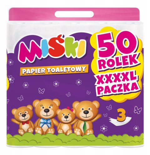Papier toaletowy 50R MIŚKI 3W - 100 Rolek