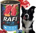 Karma Mokra Dla Psów RAFI z Jagnięciną, Borówką i Żurawiną 400g - 24 szt.