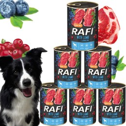 Karma Mokra Dla Psów RAFI z Jagnięciną, Borówką i Żurawiną 400g - 6 szt.