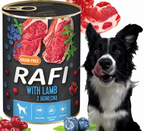 Karma Mokra Dla Psów RAFI z Jagnięciną, Borówką i Żurawiną 400g - 6 szt.