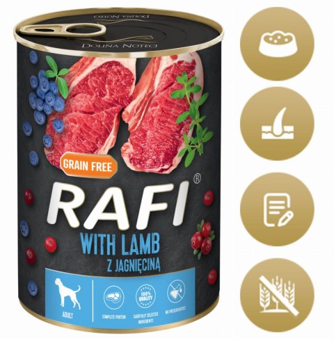 Karma Mokra Dla Psów RAFI z Jagnięciną, Borówką i Żurawiną 400g - 6 szt.