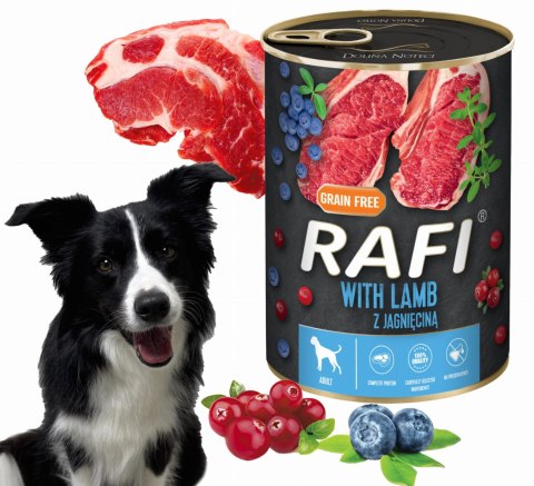 Karma Mokra Dla Psów RAFI z Jagnięciną, Borówką i Żurawiną 400g - 6 szt.