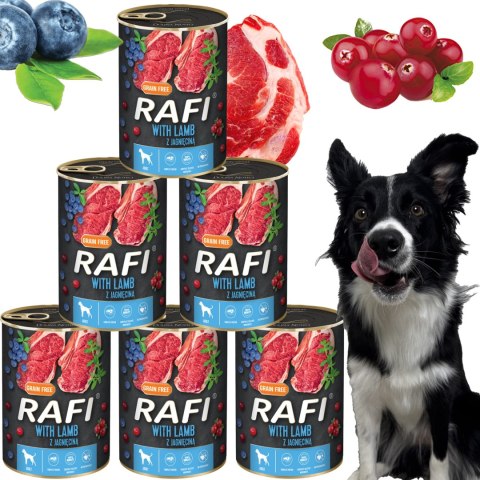 Karma Mokra Dla Psów RAFI z Jagnięciną, Borówką i Żurawiną 400g - 6 szt.