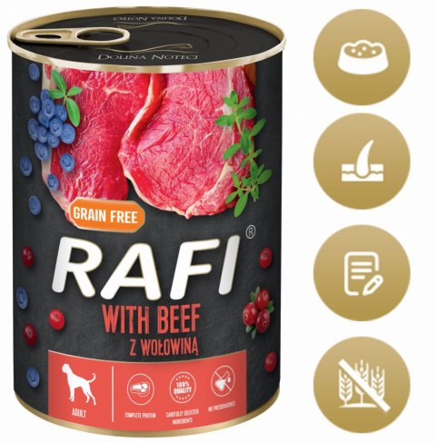 Karma Mokra Dla Psów RAFI z Wołowiną, Borówką i Żurawiną 400g - 1 szt.