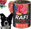 Karma Mokra Dla Psów RAFI z Wołowiną, Borówką i Żurawiną 400g - 6 szt.