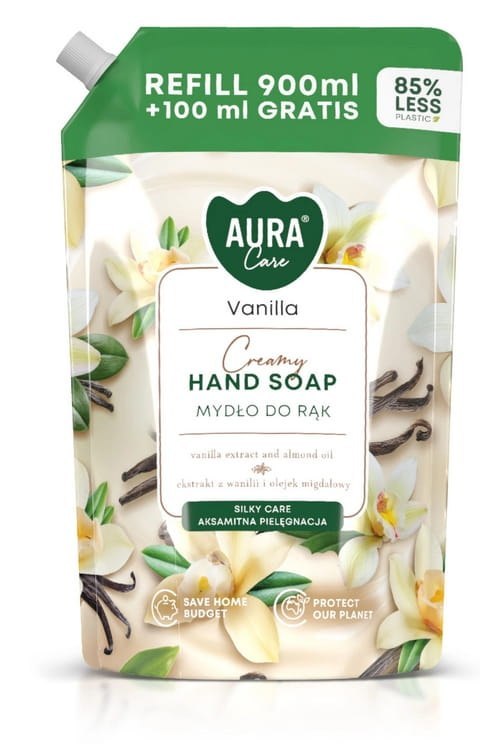 AURA Care Mydło Do Rąk Kremowe Wanilia 1000 ml Uzupełniające AHS-002-003