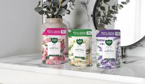 AURA Care Mydło Do Rąk Kremowe Wanilia 1000 ml Uzupełniające AHS-002-003