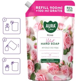 AURA Care Mydło Do Rąk Nawilżające Róża 1000 ml Uzupełniające AHS-002-001