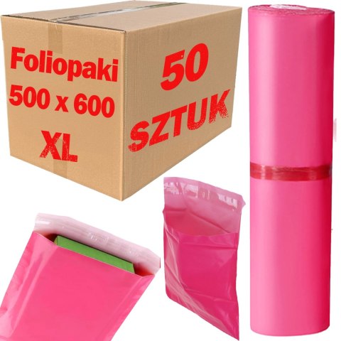 Foliopaki Kurierskie Różowe XL 500x600mm - 50 szt.