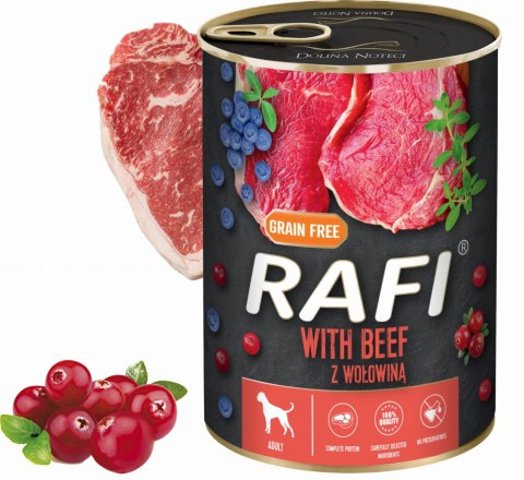 Karma Mokra Dla Psów RAFI z Wołowiną, Borówką i Żurawiną 400g - 12 szt.