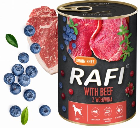 Karma Mokra Dla Psów RAFI z Wołowiną, Borówką i Żurawiną 400g - 24 szt.