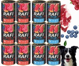 Zestaw 12x400g Karma Mokra Dla Psów RAFI MIX Smaków (Jagnięcina, Wołowina)