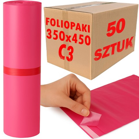 Foliopaki Kurierskie Różowe C3 350x450mm - 50 szt.