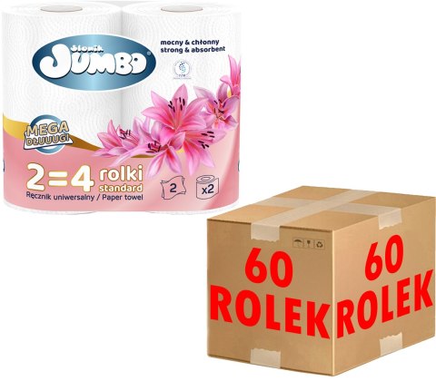 Ręcznik Papierowy 2R SŁONIK JUMBO MEGA DŁUUUGI BIAŁY 2W - 60 Rolek