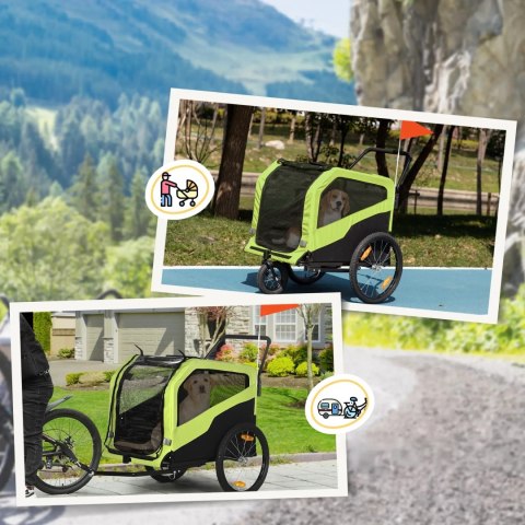 Przyczepka Rowerowa Dla Zwierząt Zielona 170x77x90cm PAKO D00-168V00GN