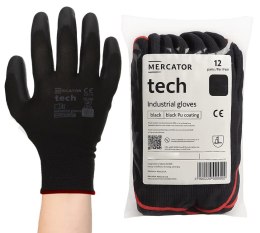 Rękawice Robocze MERCATOR Tech Black+Black PU - 12 Par (8 - M)