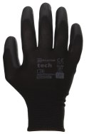 Rękawice Robocze MERCATOR Tech Black+Black PU - 12 Par (8 - M)