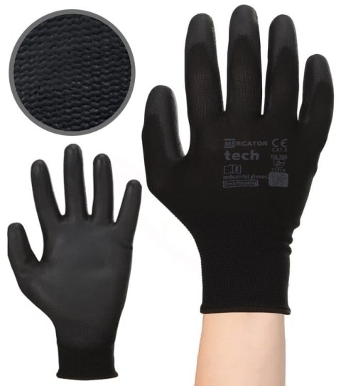 Rękawice Robocze MERCATOR Tech Black+Black PU - 120 Par (10 - XL)