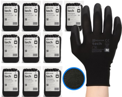 Rękawice Robocze MERCATOR Tech Black+Black PU - 120 Par (9 - L)