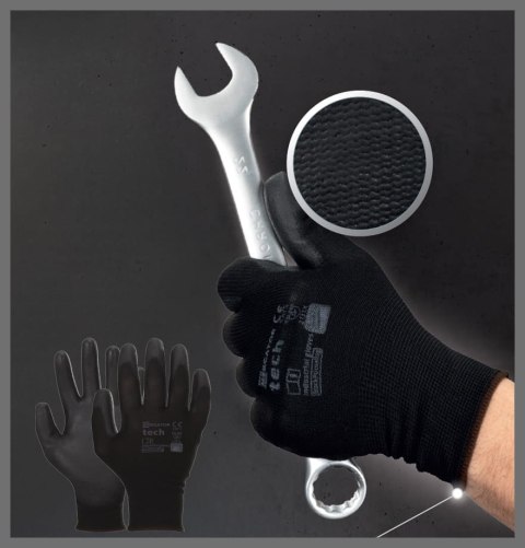 Rękawice Robocze MERCATOR Tech Black+Black PU - 240 Par (7 - S)