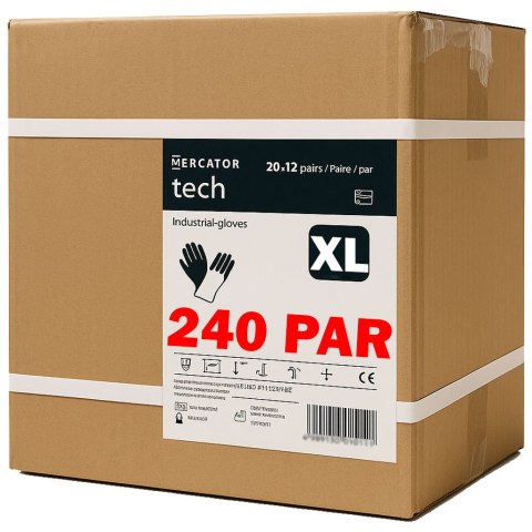 Rękawice Robocze MERCATOR Tech Black+Black PU - 240 Par (7 - S)