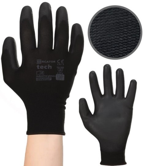 Rękawice Robocze MERCATOR Tech Black+Black PU - 240 Par (8 - M)