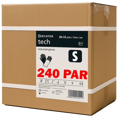 Rękawice Robocze MERCATOR Tech Black+Black PU - 240 Par (8 - M)