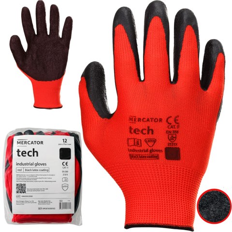 Rękawice Robocze MERCATOR Tech Red+Black Latex - 12 Par (7 - S)