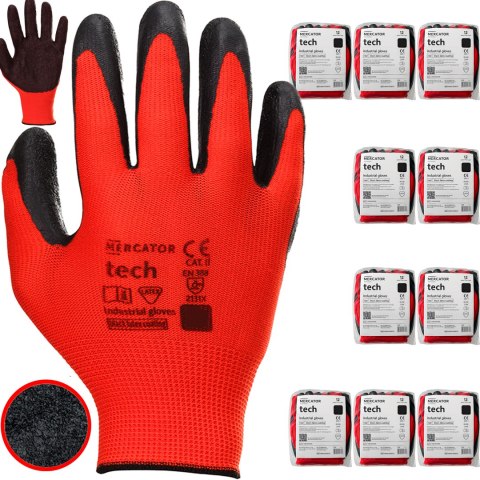 Rękawice Robocze MERCATOR Tech Red+Black Latex - 120 Par (7 - S)