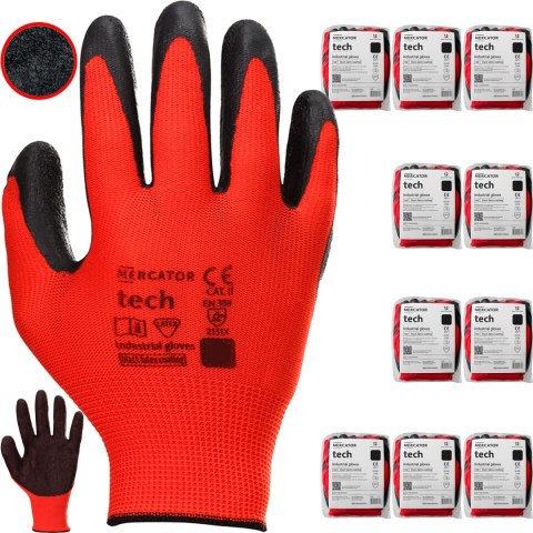 Rękawice Robocze MERCATOR Tech Red+Black Latex - 120 Par (8 - M)
