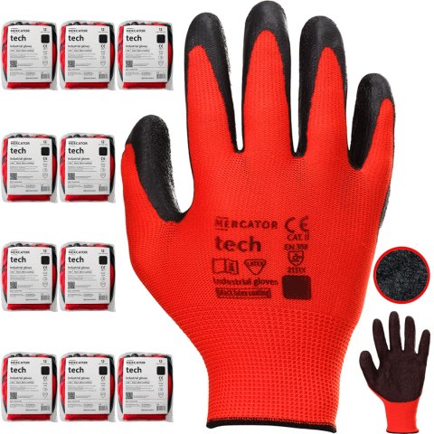 Rękawice Robocze MERCATOR Tech Red+Black Latex - 120 Par (9 - L)
