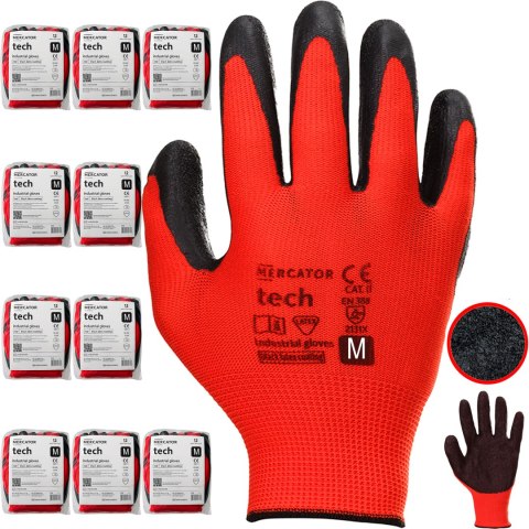Rękawice Robocze MERCATOR Tech Red+Black Latex - 120 Par (9 - L)