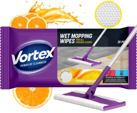 VORTEX Ściereczki do mycia podłóg 15 szt. Citrus Breeze