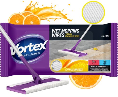 VORTEX Ściereczki do mycia podłóg 15 szt. Citrus Breeze