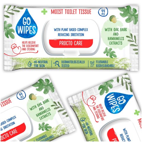 GOWIPES Nawilżany papier toaletowy Procto Care Flip top 44szt.