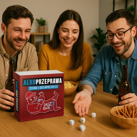 Gra Planszowa Dla Dorosłych - ALKOPRZEPRAWA - Zestaw 5 Gier Imprezowych