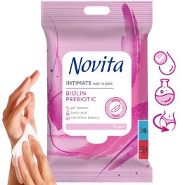 NOVITA Chusteczki nawilżane intymne Biolin prebiotyk 15 sztuk