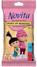 NOVITA Minionki Chusteczki nawilżane do demakijażu dla nastolatków, 12 szt.