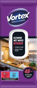VORTEX Chusteczki nawilżane do kuchni, flip top, 48 sztuk