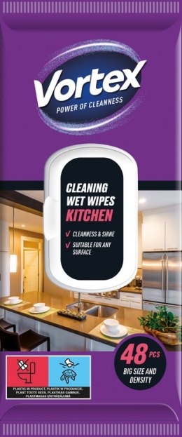 VORTEX Chusteczki nawilżane do kuchni, flip top, 48 sztuk
