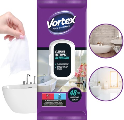 VORTEX Chusteczki nawilżane do łazienki, flip top, 48 sztuk