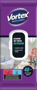 VORTEX Chusteczki nawilżane do łazienki, flip top, 48 sztuk