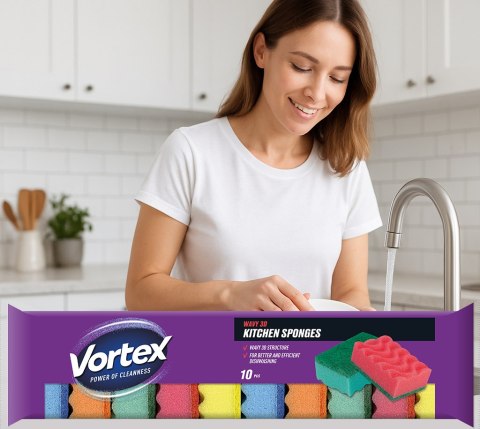 VORTEX Gąbki kuchenne 3D Wave 10 szt.