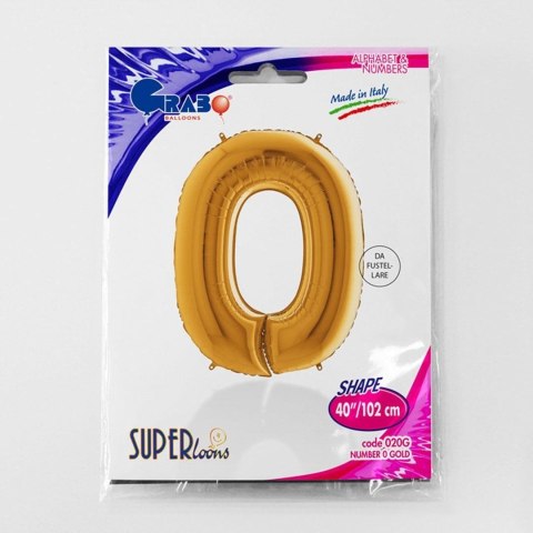 Balon foliowy Cyfra 0 Złota - 102 cm Grabo